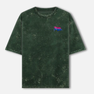 Bisexual Pride Waving Flag Acid Washed Oversized Tee