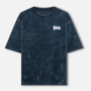 Trans Pride Waving Flag Acid Washed Oversized Tee