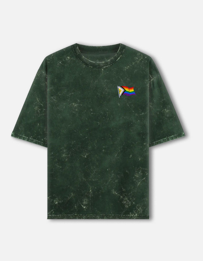 Pride Waving Flag Acid Washed Oversized Tee
